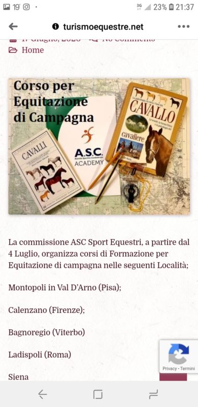 Corso per istruttore Equitazione di Campagna